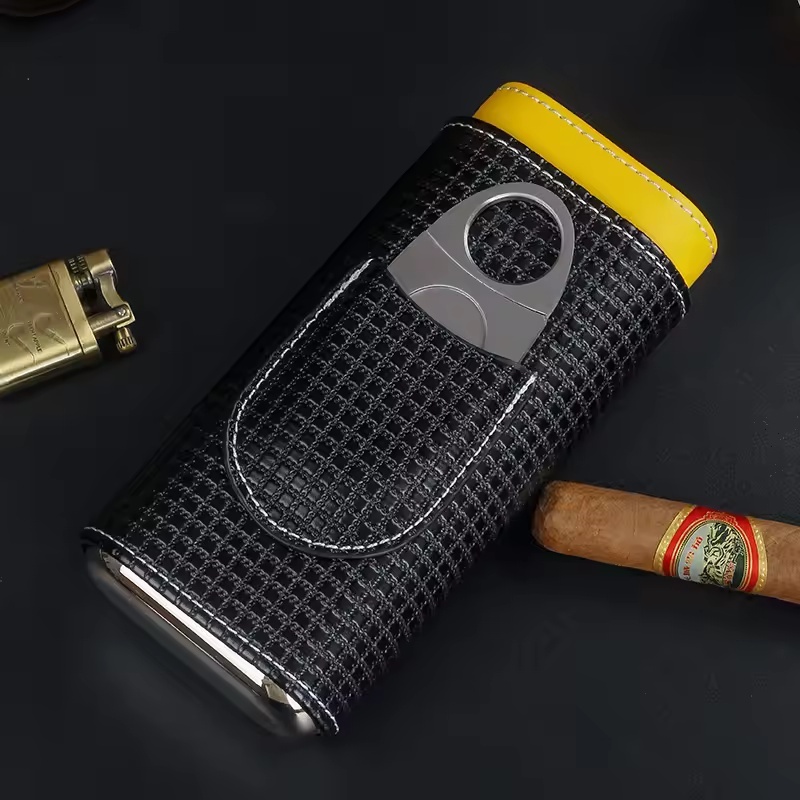 Premium Cigar Case - Portable Leather Cigar Humidor Case with