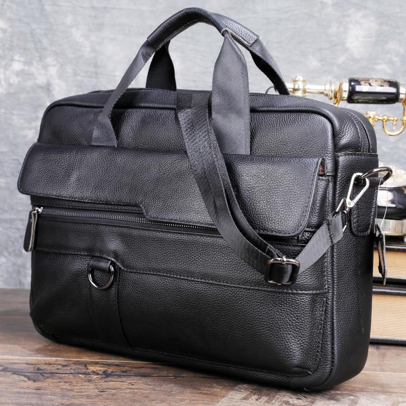 Leather Briefcase - Large Men's Genuine Leather Handbag for