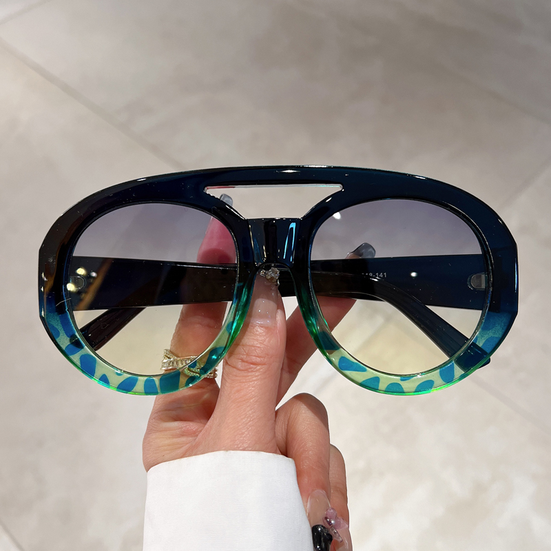 Sunglasses Uv400 - Oversized Round Goggle Men Fashion Double