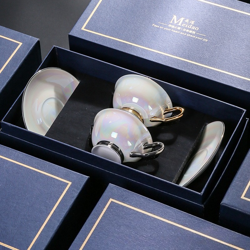 Luxury Gift Set - Pearlescent Iridescent Coffee Cup Set Exquisite