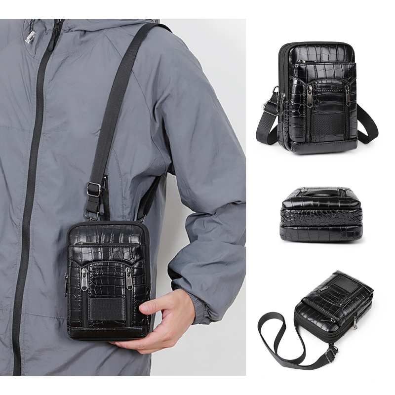Leather Wallet Men - Men Stylish Crocodile Print Crossbody Shoulder