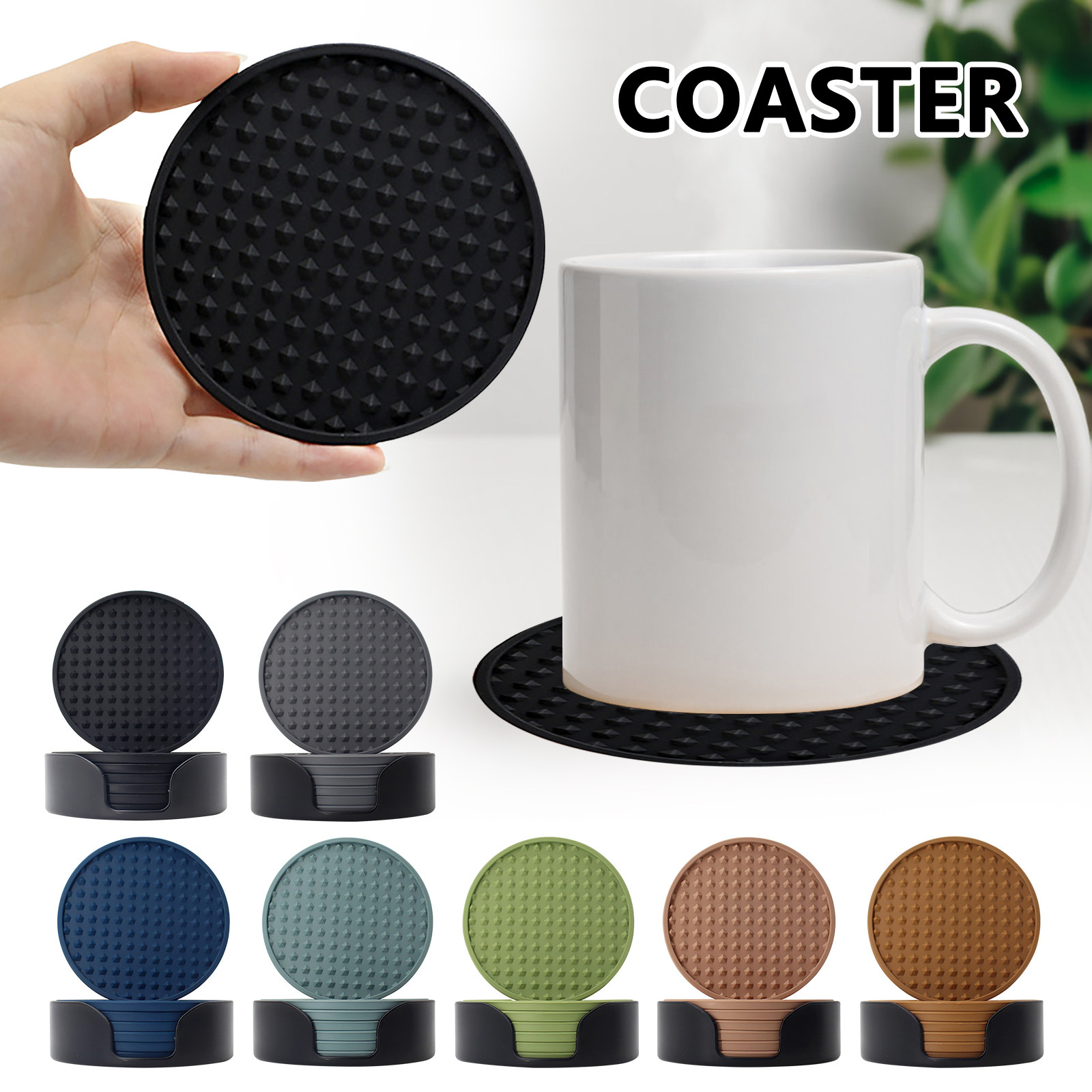 Marble Coaster Set - 6pcs Non-Slip Silicone Drinking Coaster Set