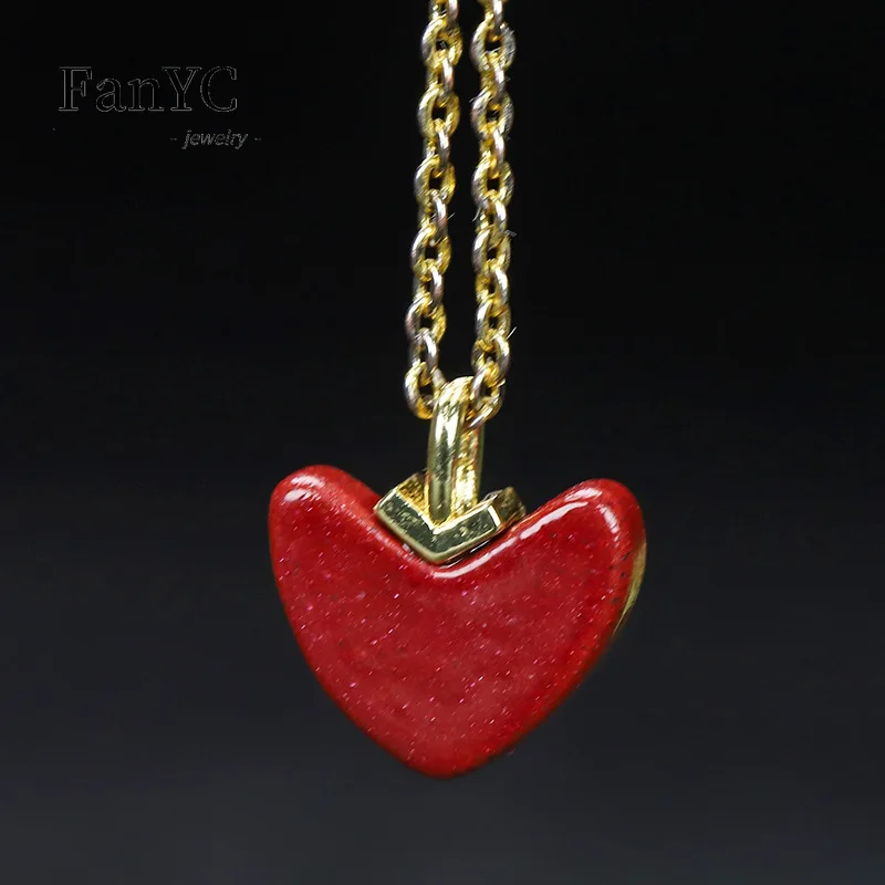 Luxury Gift Set - Natural V-shaped Cinnabar Love Heart Earrings