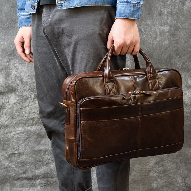 Leather Briefcase - Luxury Genuine Leather Handbag for Men