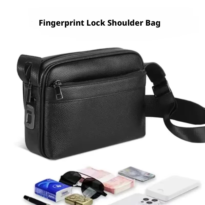 Leather Wallet Men - Anti-theft Fingerprint Lock Bags for Men,