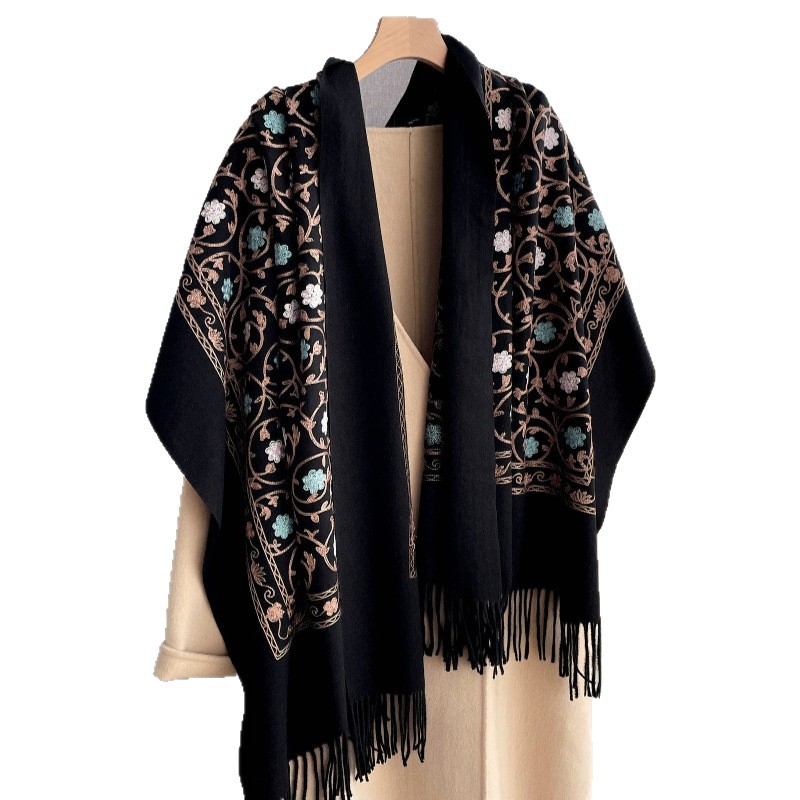 Cashmere Scarf - 2025 New Embroidery Cashmere Scarf Women