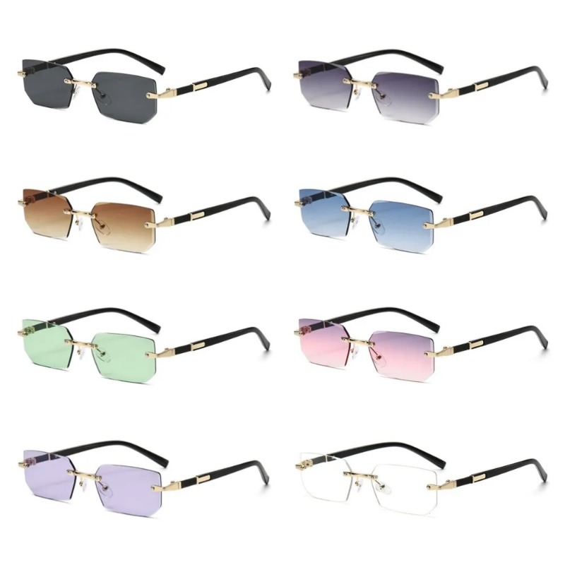 Designer Sunglasses - Rimless Cut Edge Rectangle Sunglasses Unisex