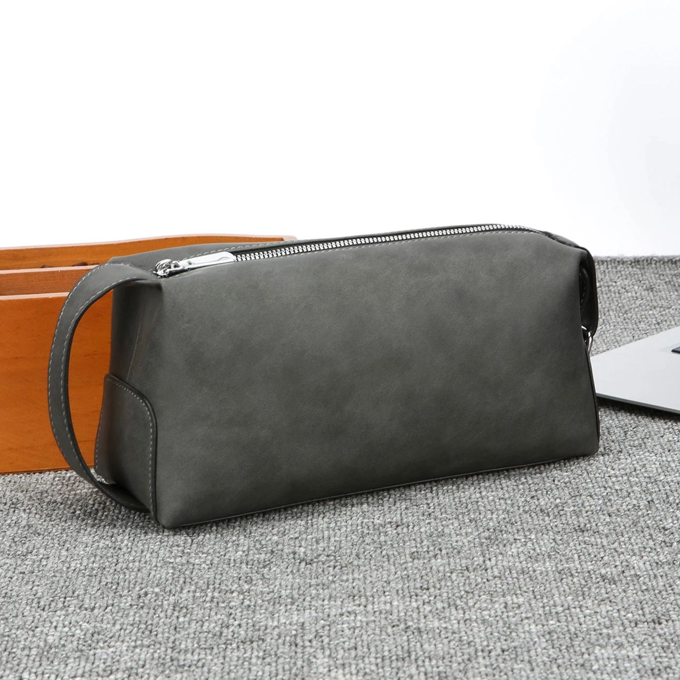 Travel Luggage Set - Men's Pu Leather Toiletry Bag, Large