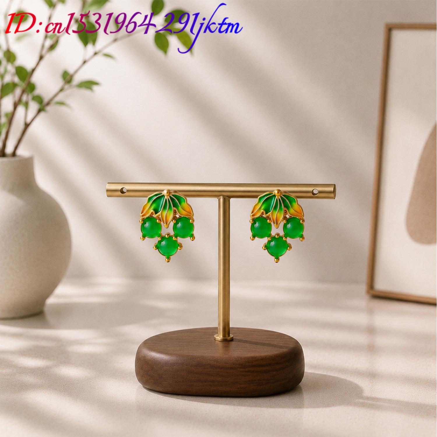 Burmese Jadeite Grape Earrings - Gold Plated Jewelry recension och pris