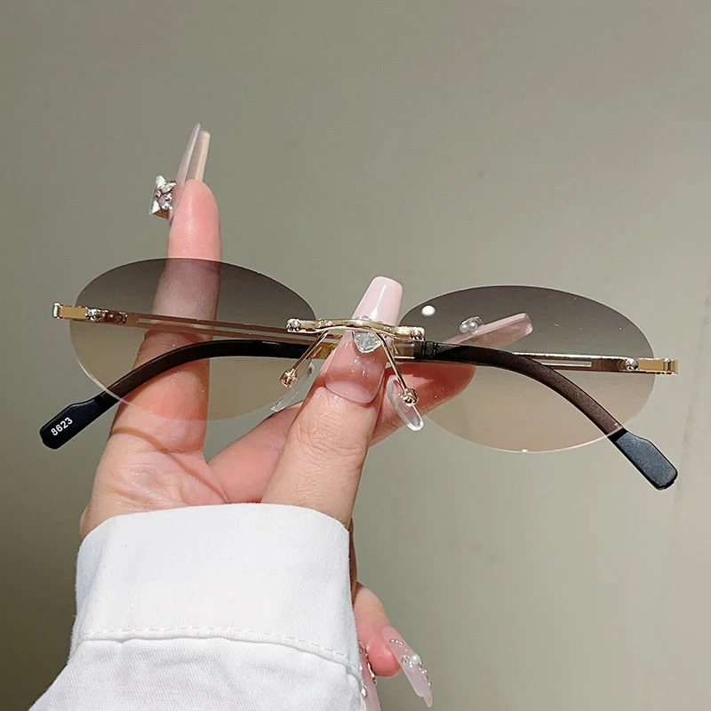 Rimless Oval Sunglasses Women  - Designer Sunglasses recension och pris