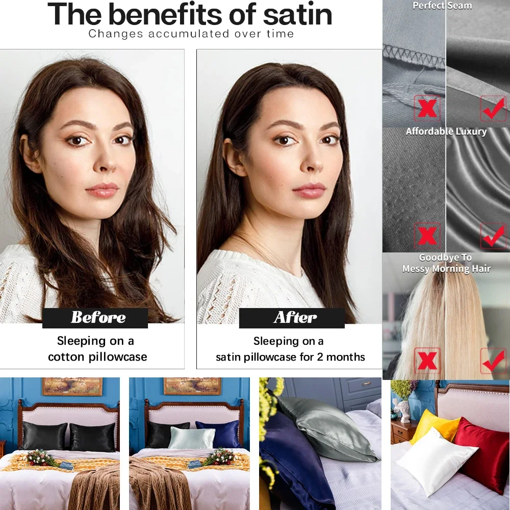 2 Pack Satin Pillowcase for Ha - Silk Pillowcase recension och pris