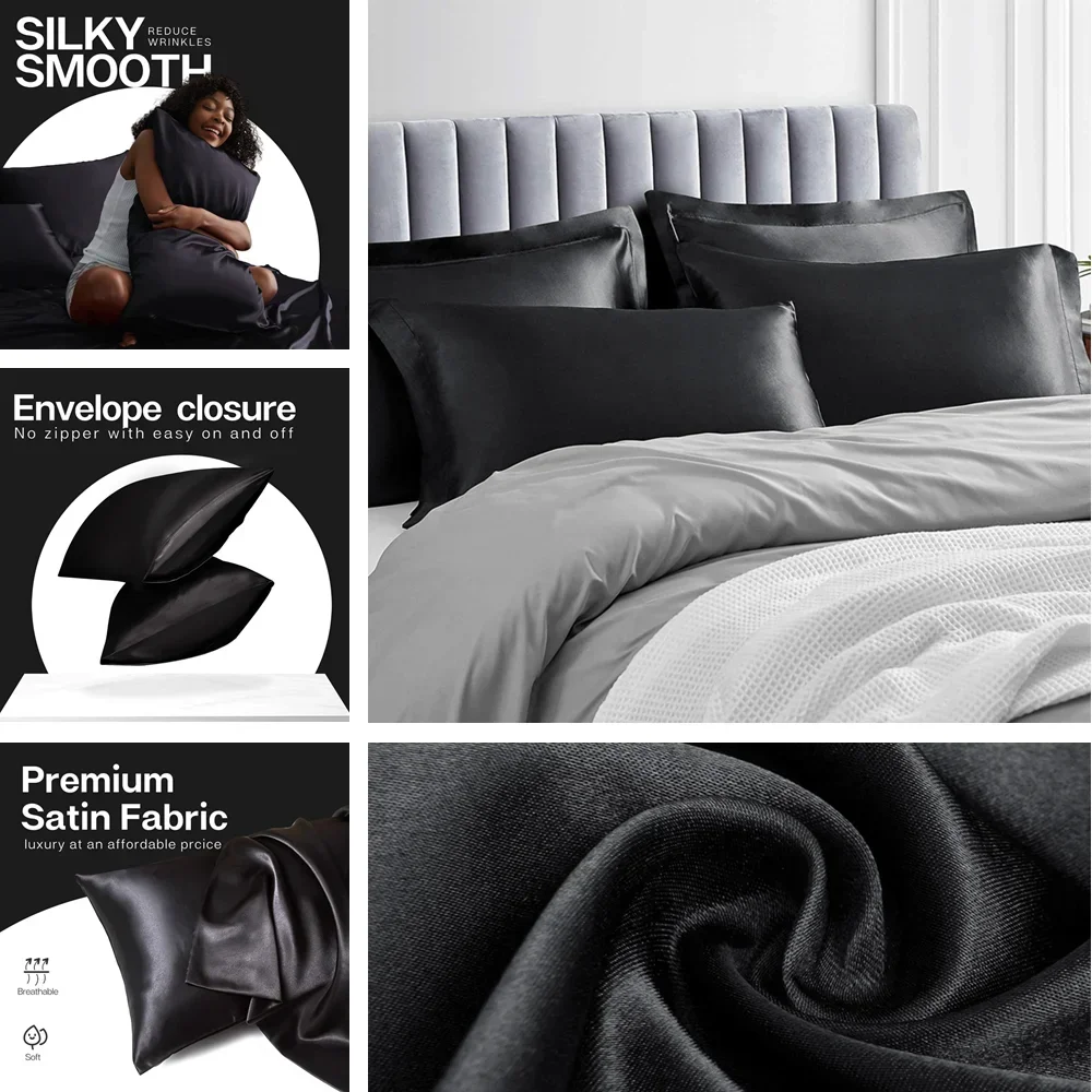 2 Pack Satin Pillowcase for Ha - Silk Pillowcase recension och pris