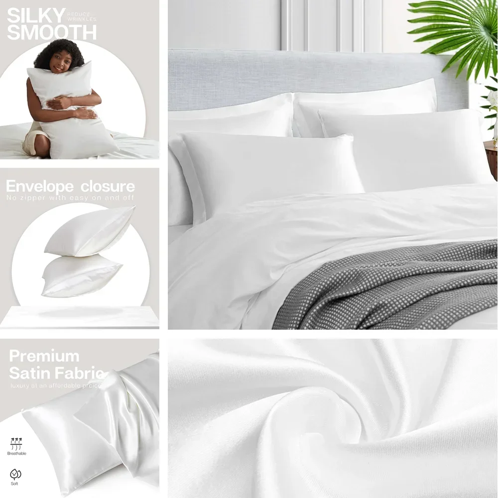 2 Pack Satin Pillowcase for Ha - Silk Pillowcase recension och pris
