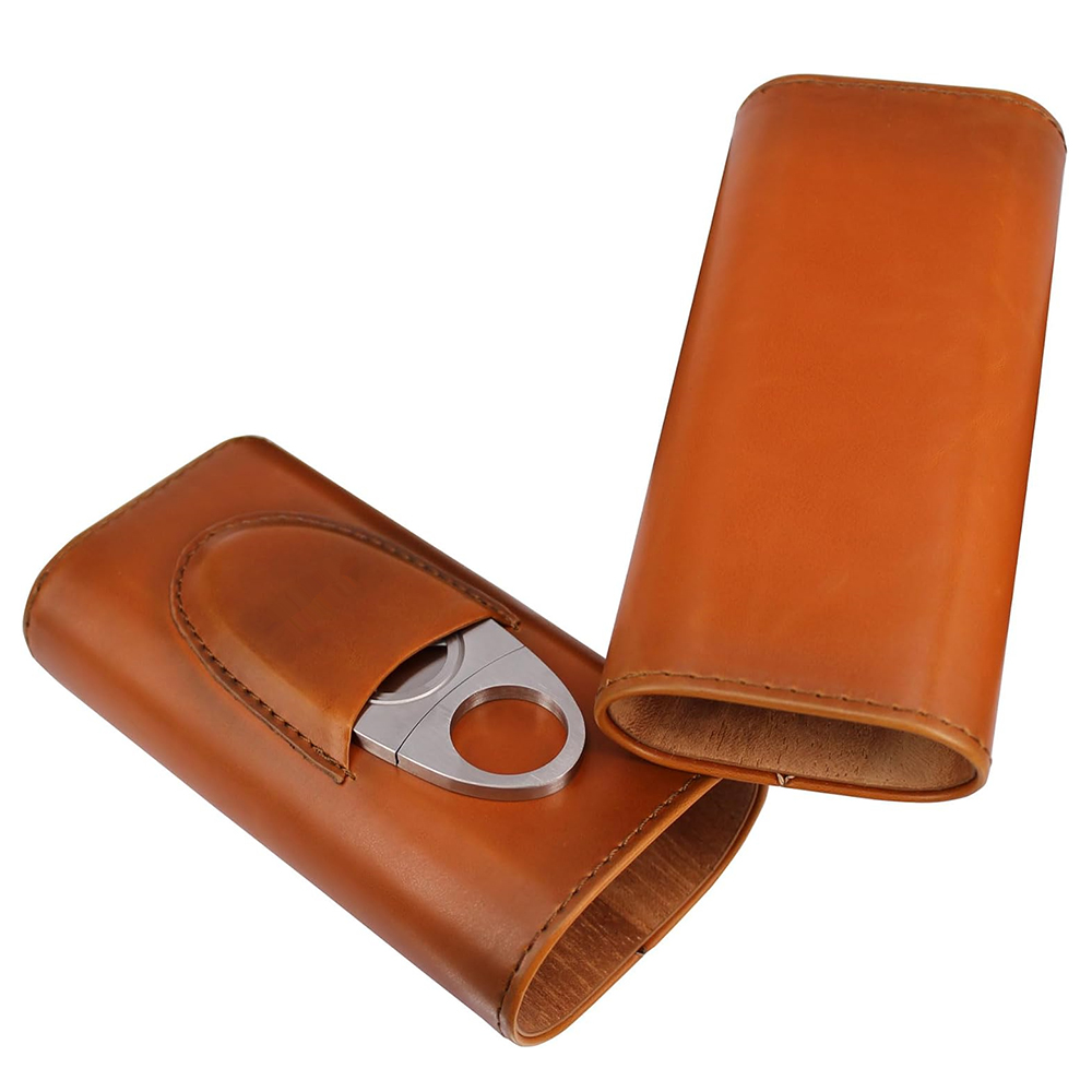 LMETJMA 3-Finger Leather Cigar - Premium Cigar Case recension och pris