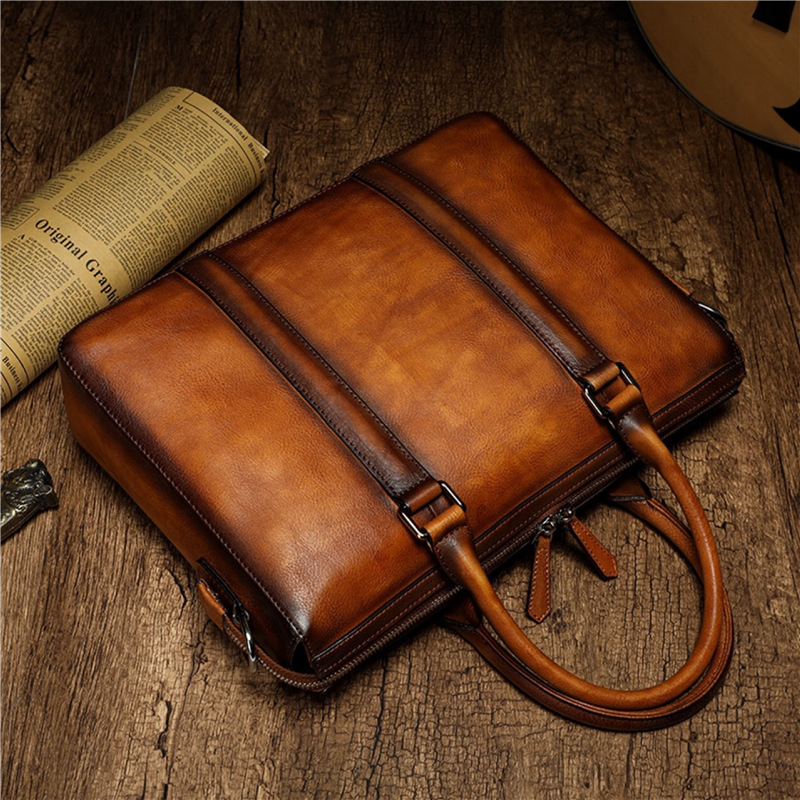 YETTIES Business Top Grain Lea - Leather Briefcase recension och pris