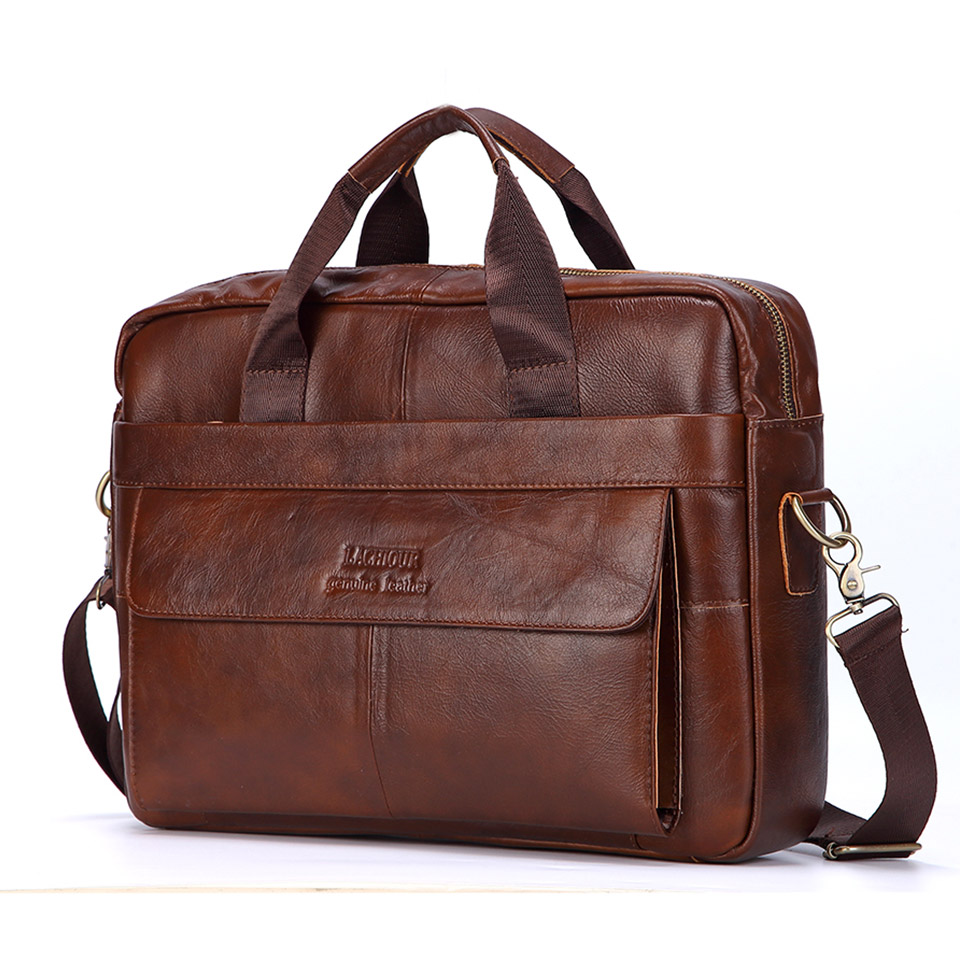 Men Genuine Leather Handbag Fa - Leather Briefcase recension och pris