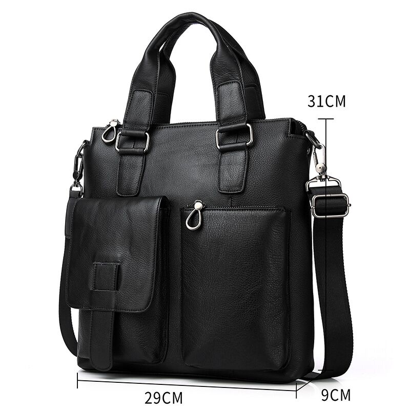 Men Vertical Handbag Male Genu - Leather Briefcase recension och pris