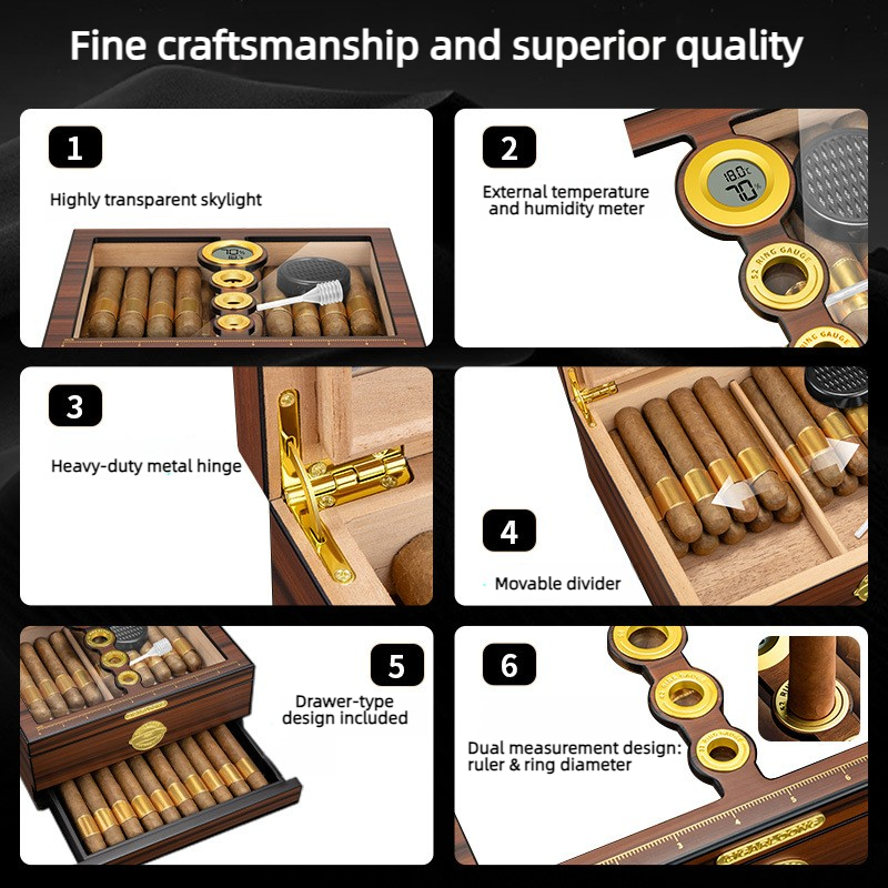 Luxury Wooden Cigar Humidor Bo - Luxury Gift Set recension och pris
