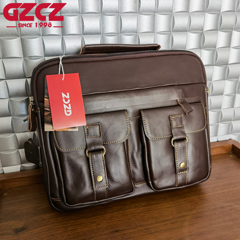 GZCZ Men's Handbag Leisure Bus - Leather Briefcase recension och pris