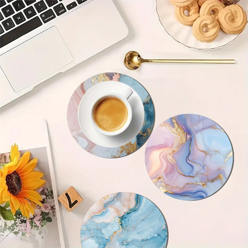 4 Pieces of Marble Pattern Pri - Marble Coaster Set recension och pris