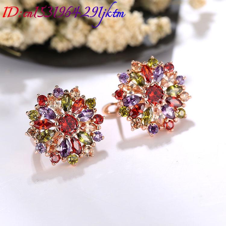 Natural Crystal Flower Earring - Gold Plated Jewelry recension och pris