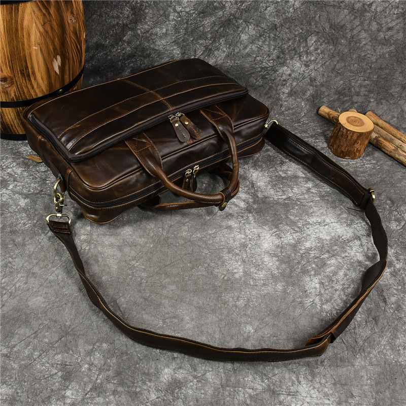 Luxury Genuine Leather Handbag - Leather Briefcase recension och pris