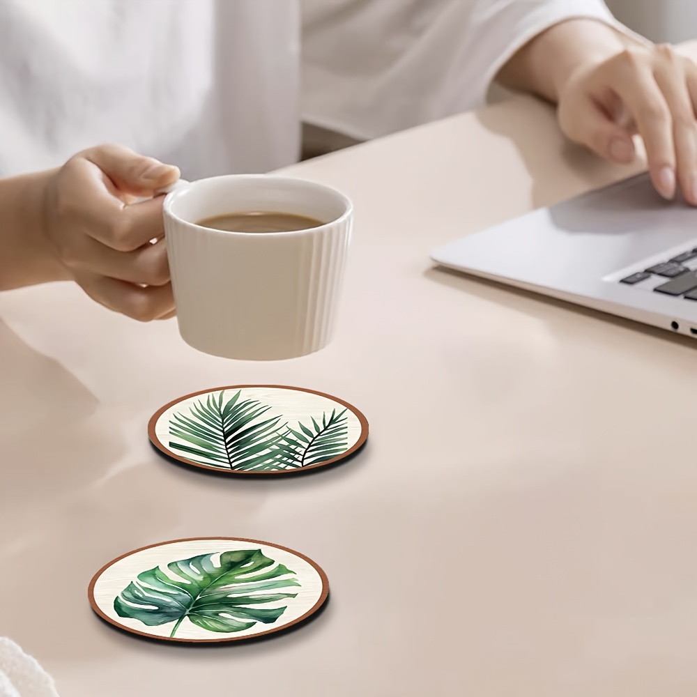 5pcs Tropical Plant Leaf-Patte - Marble Coaster Set recension och pris