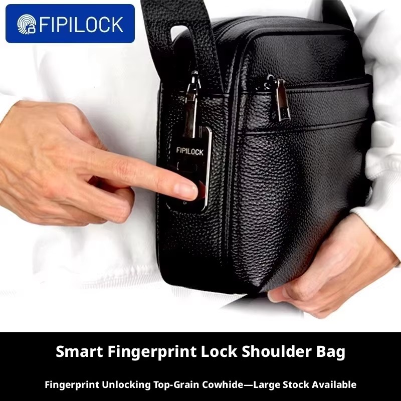 Anti-theft Fingerprint Lock Ba - Leather Wallet Men recension och pris
