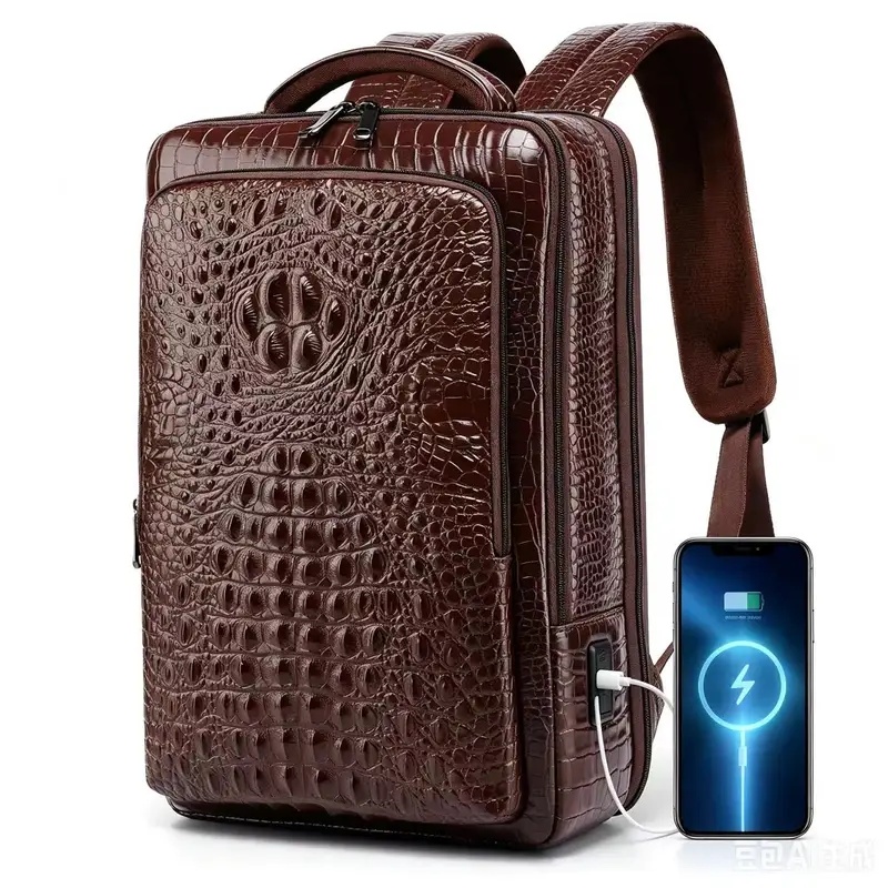 New Men's Crocodile Patterned  - Leather Briefcase recension och pris