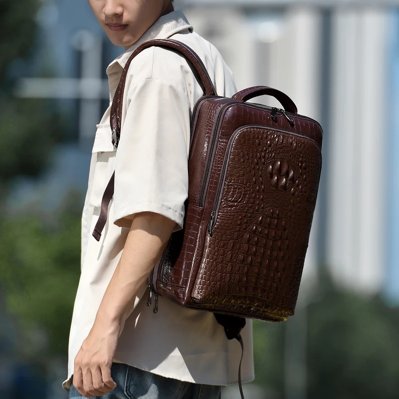 New Men's Crocodile Patterned  - Leather Briefcase recension och pris