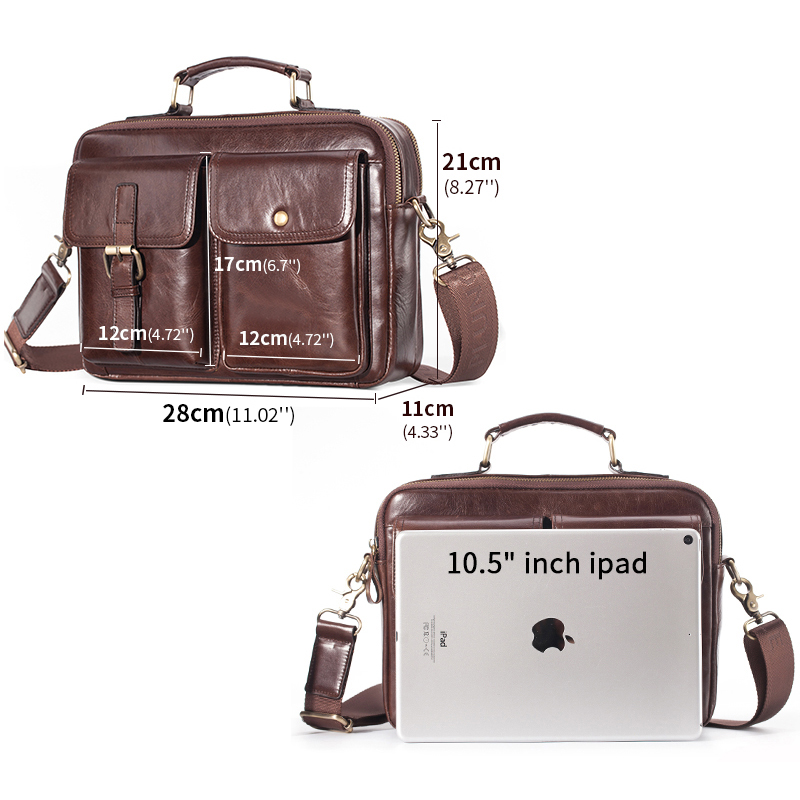 Brand New Cowhide Leather Mess - Leather Briefcase recension och pris