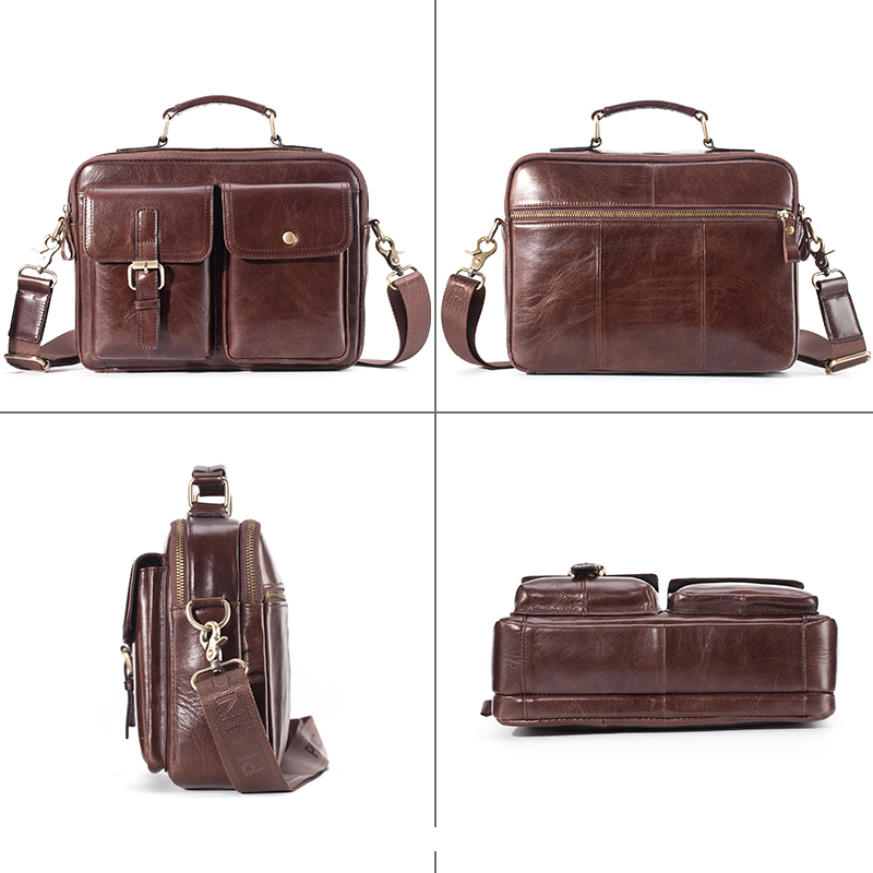 Brand New Cowhide Leather Mess - Leather Briefcase recension och pris