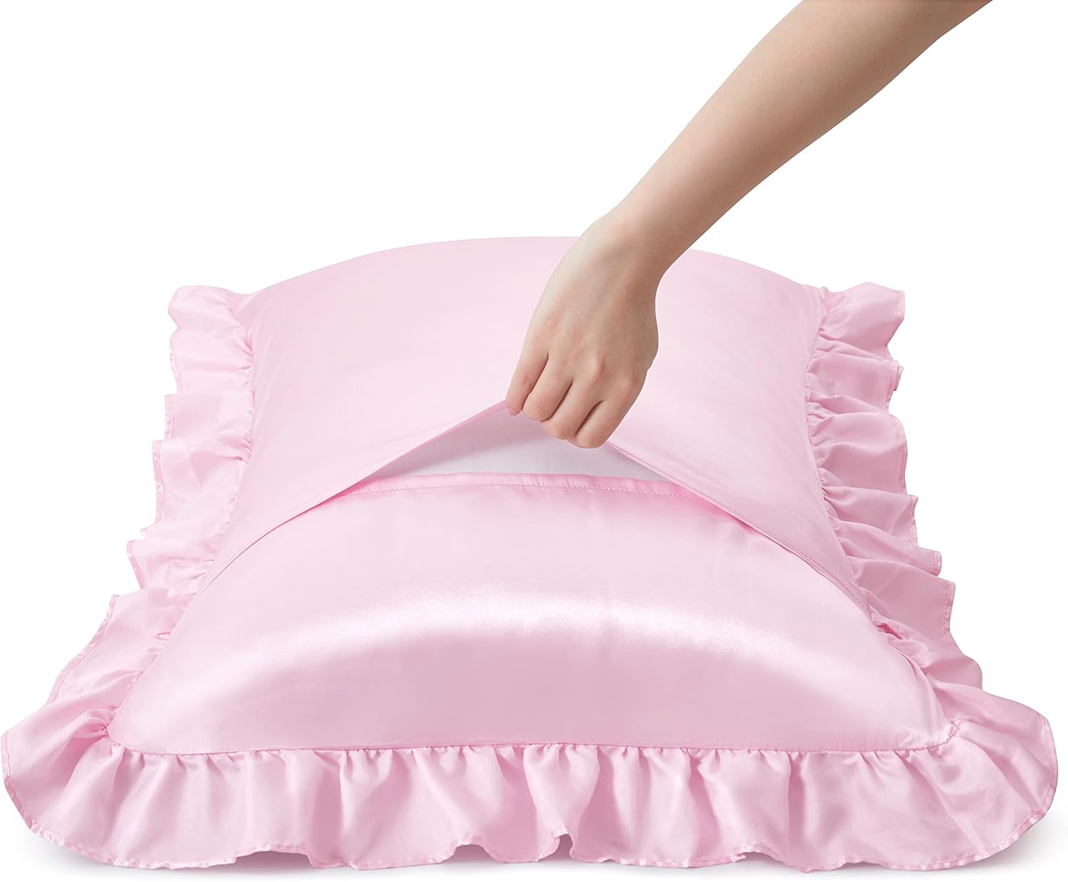 2Pcs Satin Ruffled Pillow Case - Silk Pillowcase recension och pris