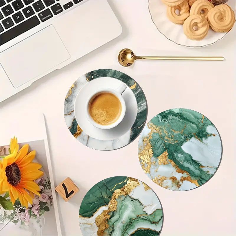 4 Pieces of Marble Pattern Pri - Marble Coaster Set recension och pris
