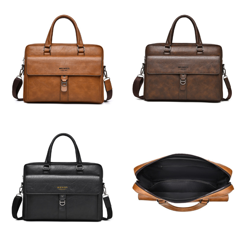 Vintage Dark Brown PU Leather  - Leather Briefcase recension och pris