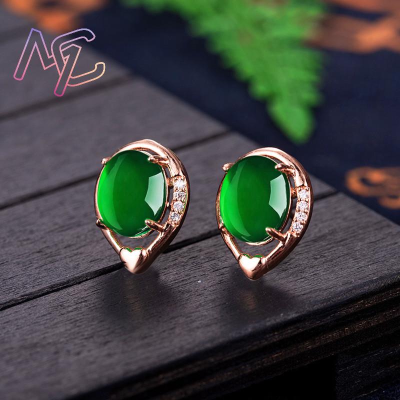 Natural Jade Flower Earrings S - Gold Plated Jewelry recension och pris