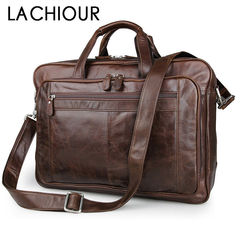 LACHIOUR Genuine Leather Men B - Leather Briefcase recension och pris