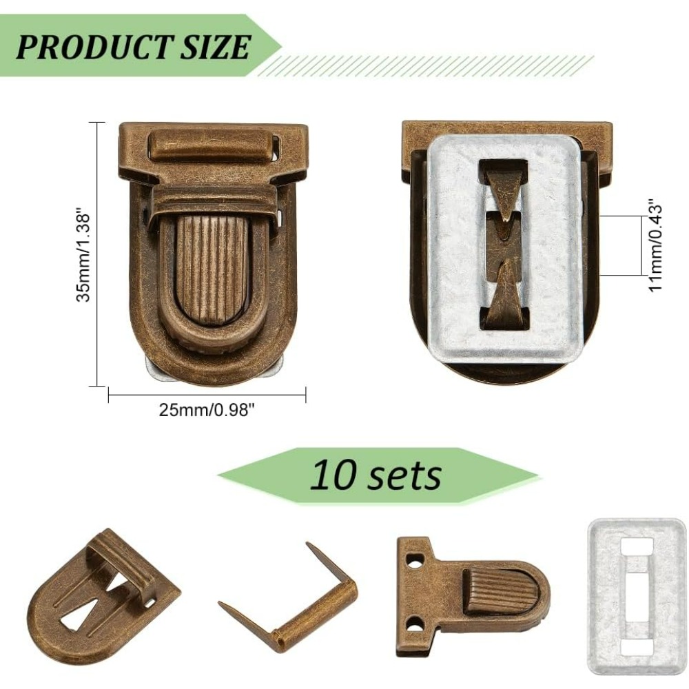 10 Sets Iron Purse Push Locks  - Leather Briefcase recension och pris