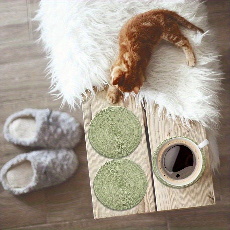 6pcs 4in Round Retro Green Gro - Marble Coaster Set recension och pris